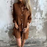 Nora™ | Casual Effen Blouse & Shorts-set